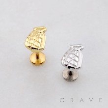 DA BOMB GRENADE ARMY STUD THREADLESS (PUSH IN) 316L SURGICAL STEEL LABRET SET